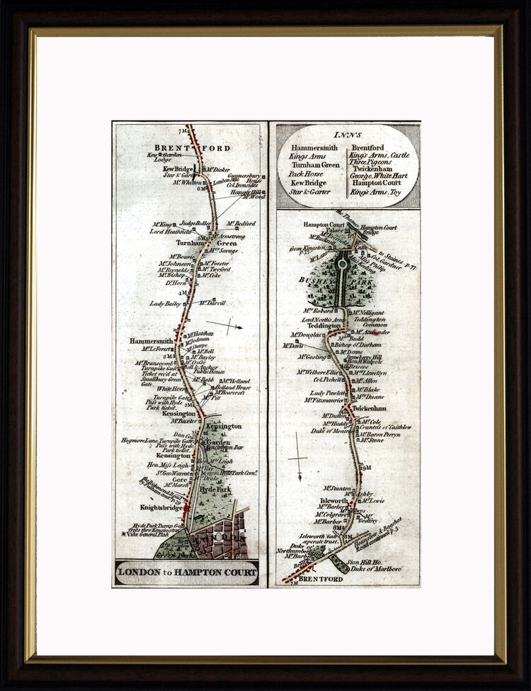 London to Hampton Court Framed Art Print by John Cary