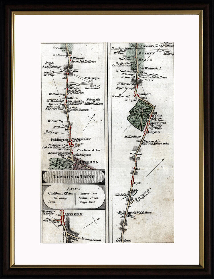 London to Tring Framed Art Print by John Cary