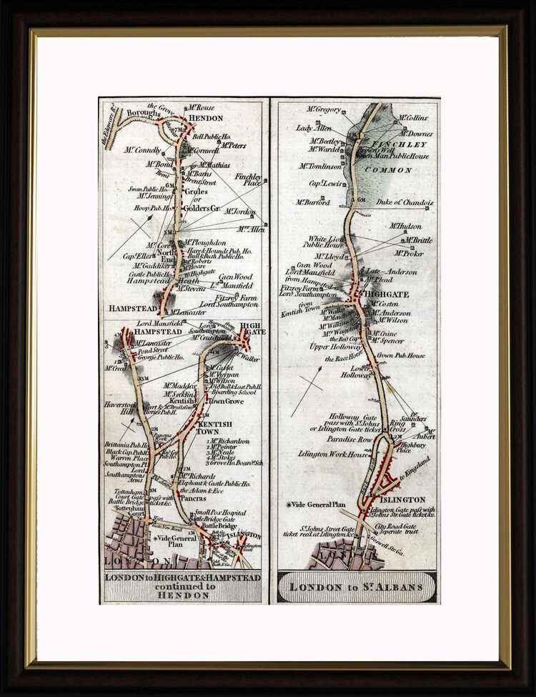 London to St Albans Framed Art Print by John Cary