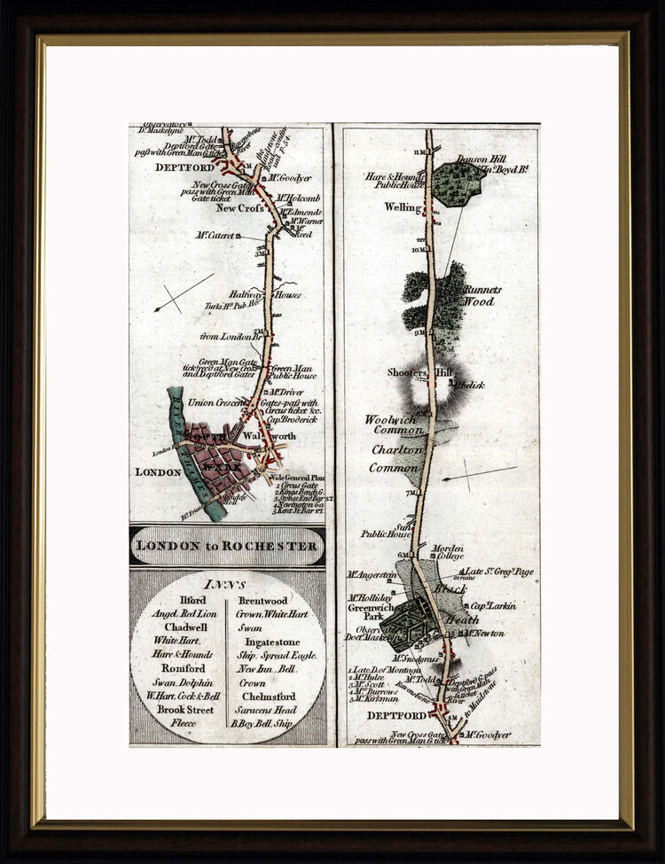 London to Rochester Framed Art Print by John Cary