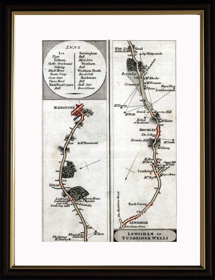 Lewisham to Tonbridge Wells Framed Art Print by John Cary