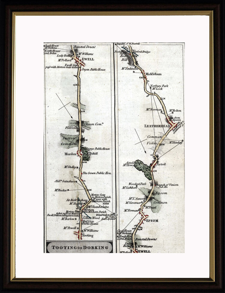 Tooting to Dorking Framed Art Print by John Cary