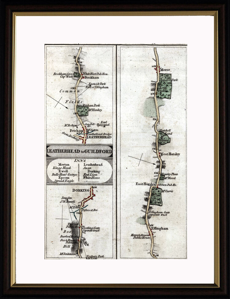 Leatherhead to Guildford Framed Art Print by John Cary