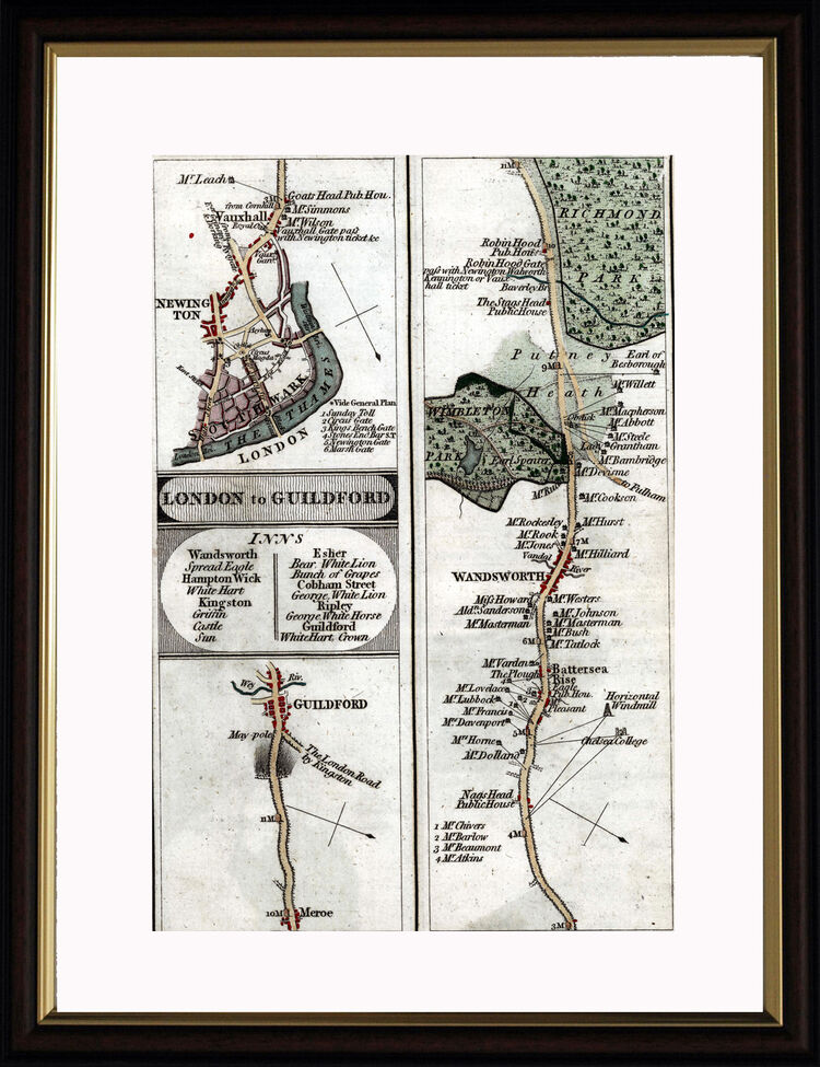 London to Guildford Framed Art Print by John Cary