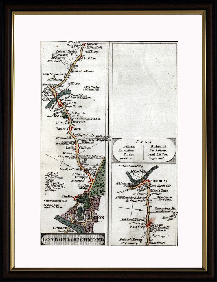 London to Richmond Framed Art Print by John Cary
