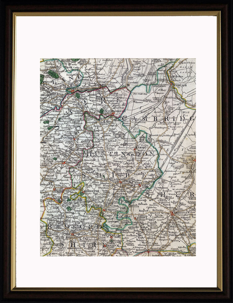 Cambs, Hunts, Beds Framed Art Print by John Cary