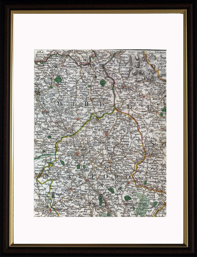 Staffordshire and Derbyshire Framed Art Print by John Cary