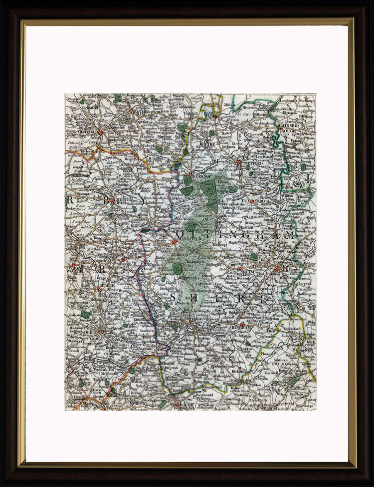 Nottinghamshire and Derbyshire Framed Art Print by John Cary