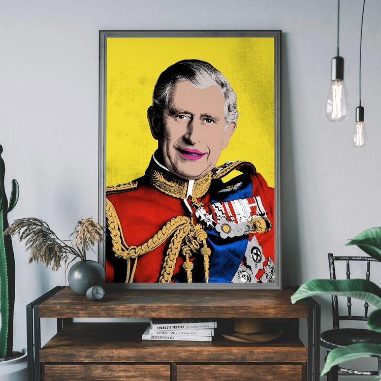 King Charles III Warhol Style Portrait Framed Art Print