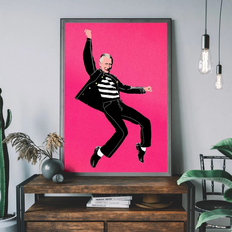 King Elvis Charles III Warhol Style Framed Art Print