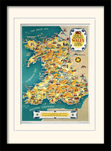 Wales Vintage Map Framed Art Print