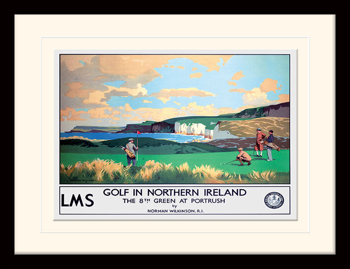 Northern Ireland - Portrush Green Framed Art Print by Norman Wilkinson