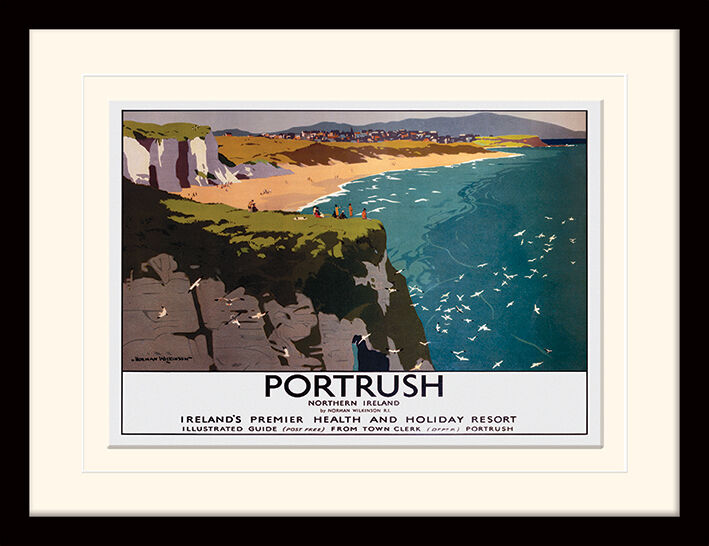 Northern Ireland - Portrush Coast Framed Art Print by Norman Wilkinson
