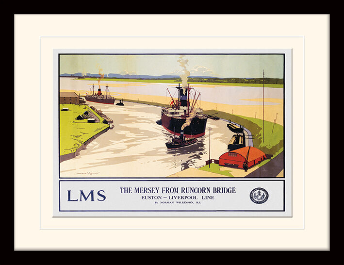 Liverpool - The Mersey from Runcorn Bridge Framed Art Print by Norman Wilkinson