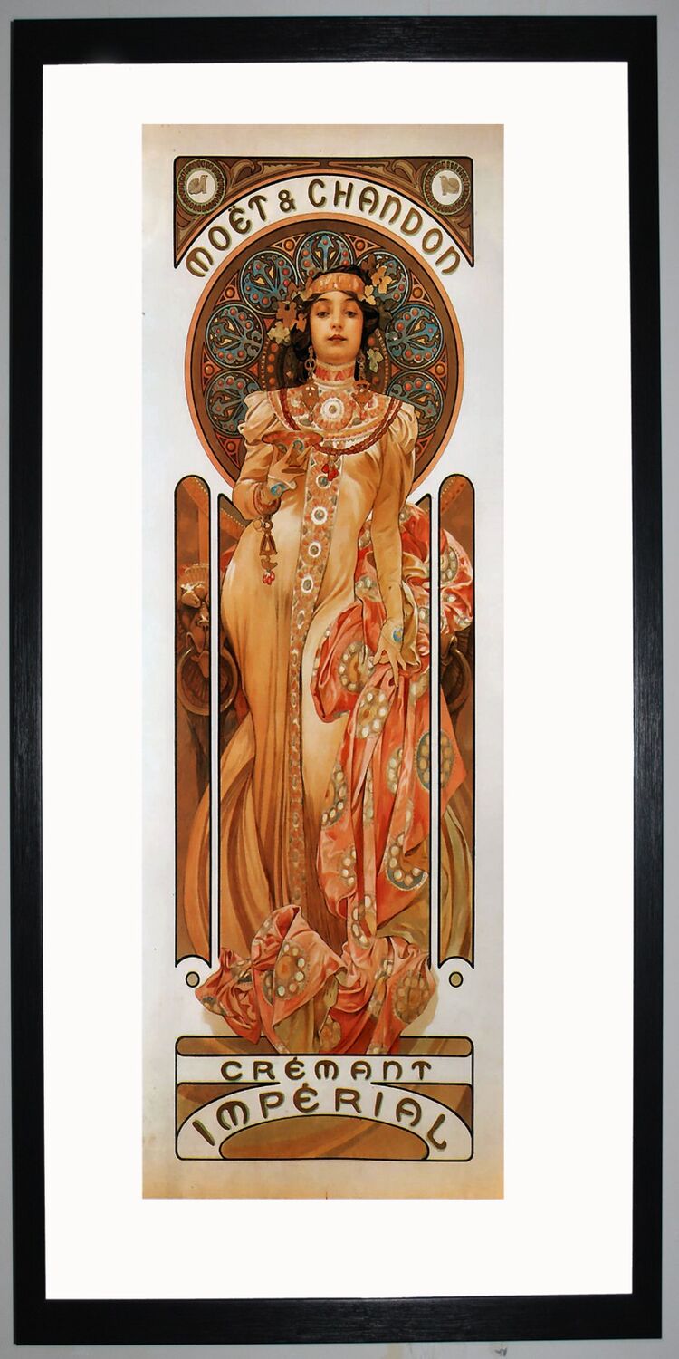 Moët & Chandon Crémant Impérial Framed Art Print by Alphonse Mucha