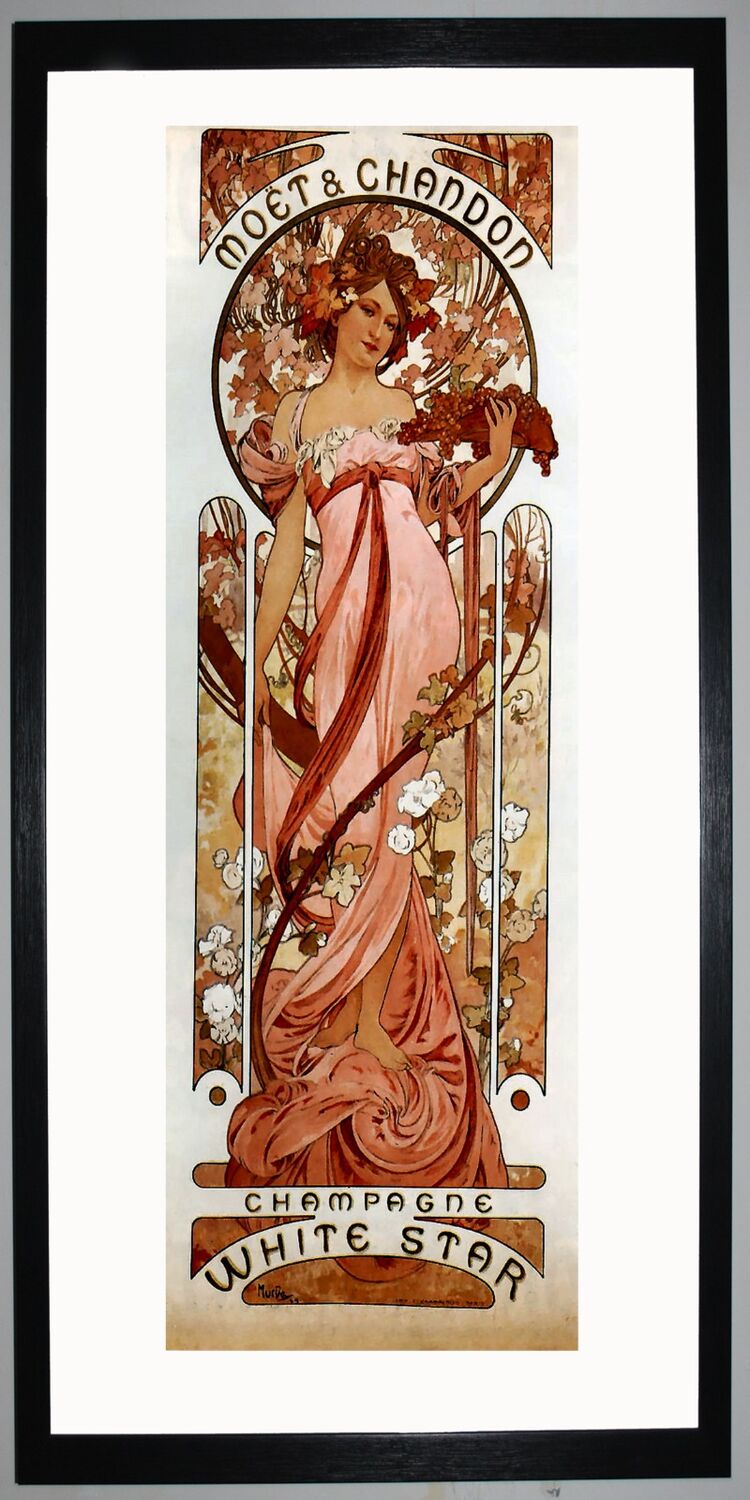 Moët & Chandon White Star Framed Art Print by Alphonse Mucha