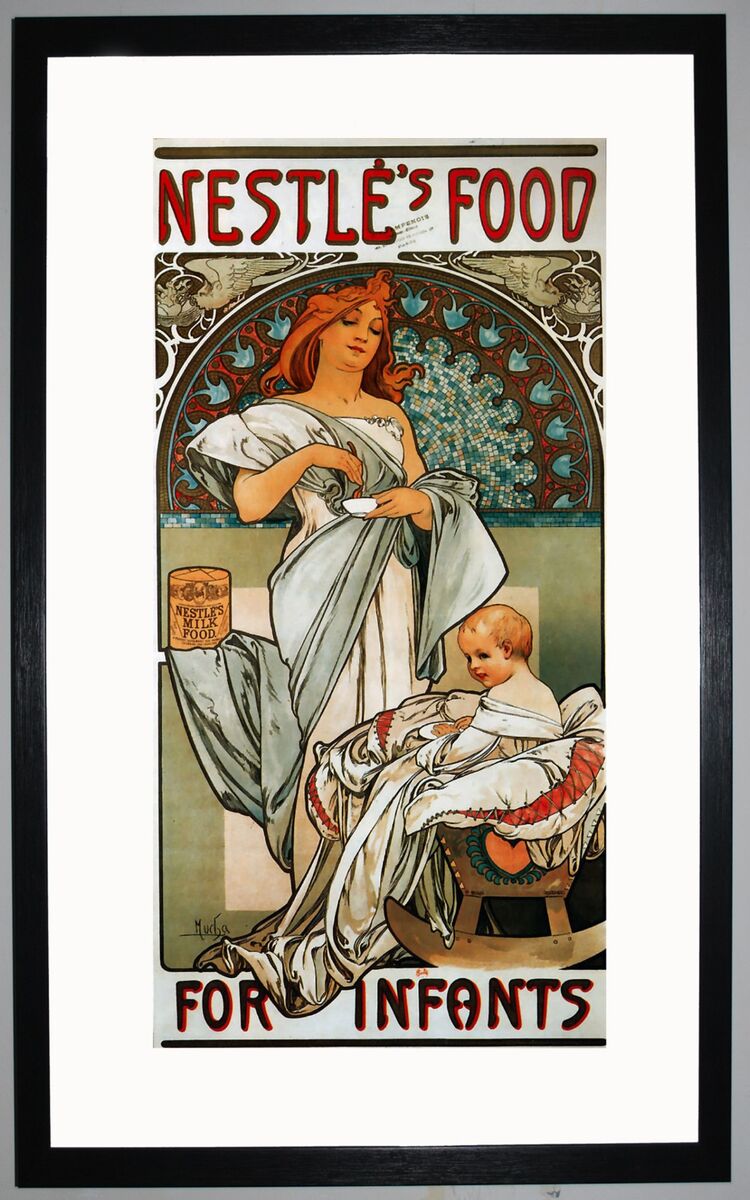 Nestlé's Food for Infants Framed Art Print by Alphonse Mucha
