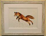 Leaping Fox Framed Pen and Ink Original Art by Clare Thompson