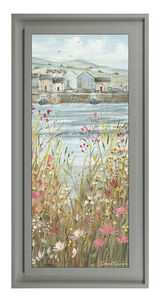 Boats & Blooms II Premium Canvas Art Print by Diane Demirci