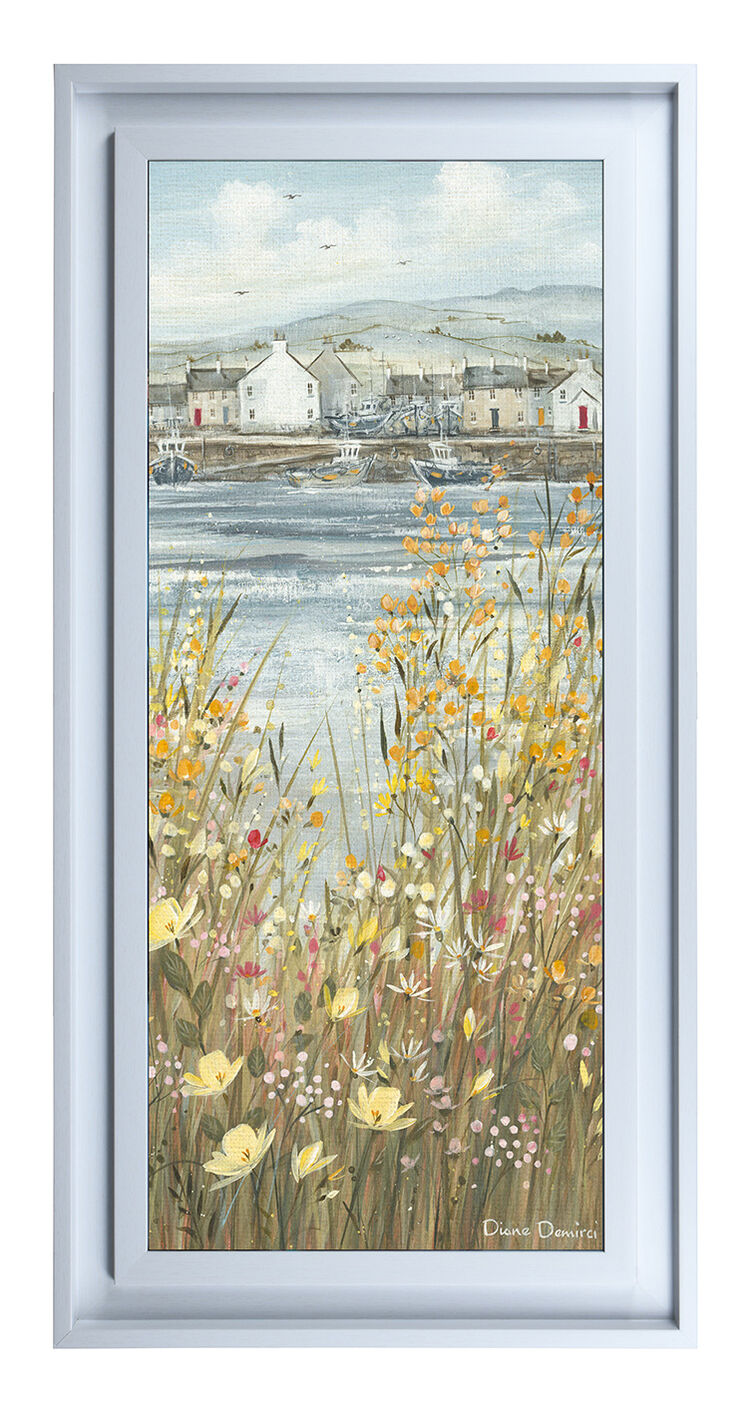Boats & Blooms III Premium Canvas Art Print by Diane Demirci