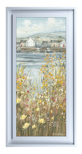Boats & Blooms III Premium Canvas Art Print by Diane Demirci
