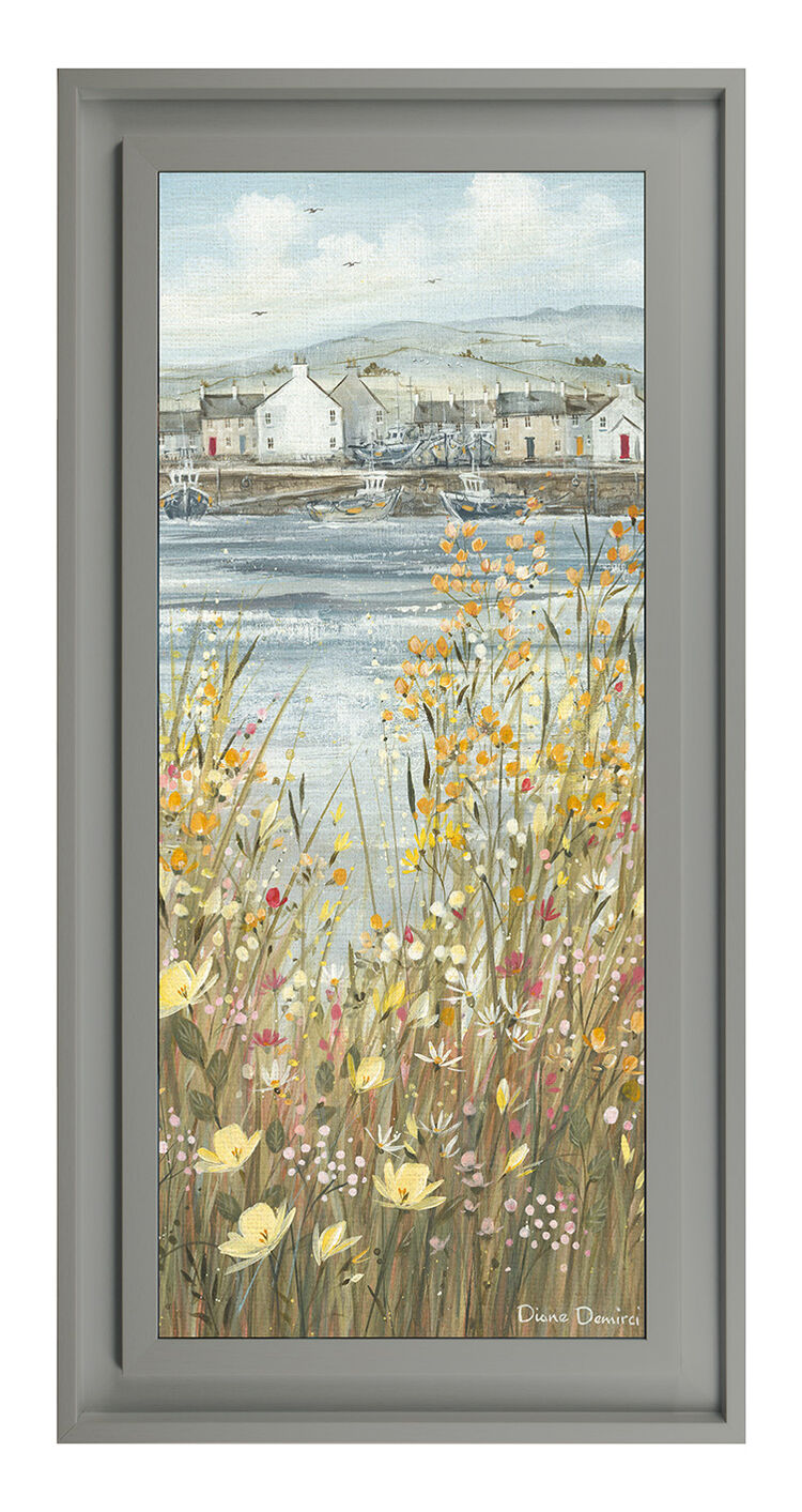 Boats & Blooms III Premium Canvas Art Print by Diane Demirci