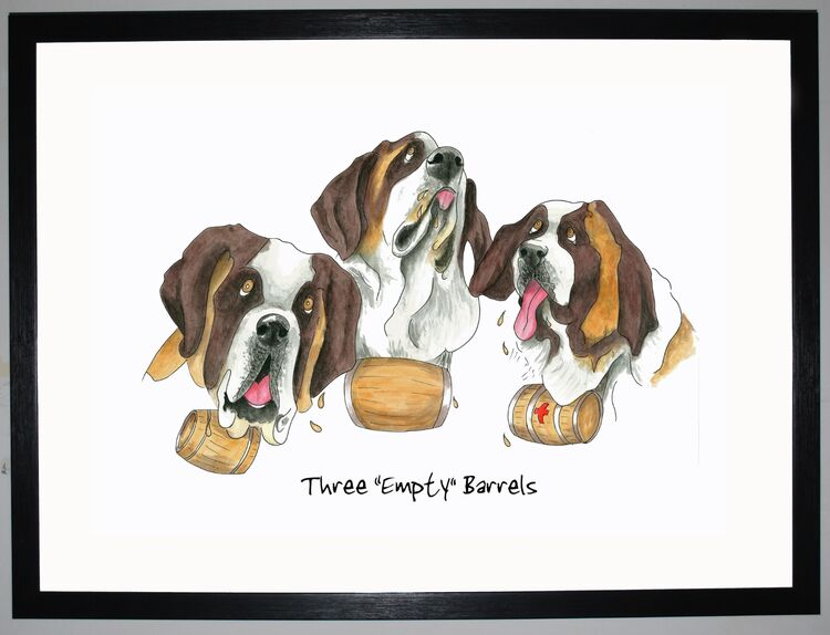 Three Empty Barrels Framed Art Print by Clare Walton