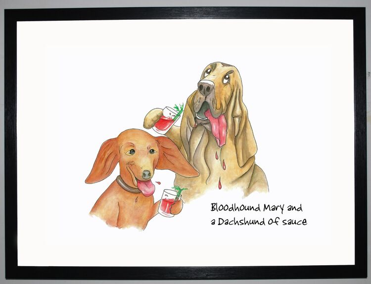 Bloodhound Mary & a Dachshund of Sauce Framed Art Print by Clare Walton