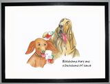 Bloodhound Mary & a Dachshund of Sauce Framed Art Print by Clare Walton