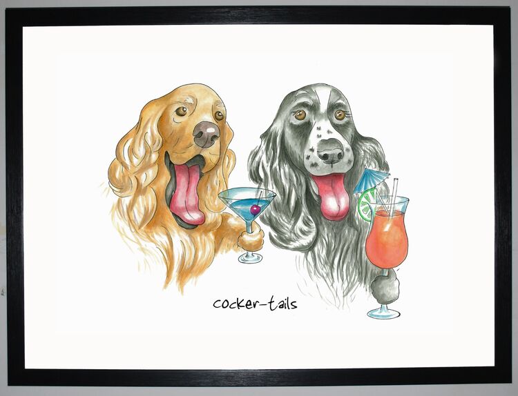 Cocker-tails Framed Art Print by Clare Walton