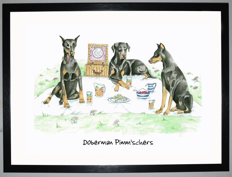 Doberman Pimm'schers Framed Art Print by Clare Walton
