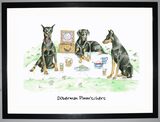 Doberman Pimm'schers Framed Art Print by Clare Walton