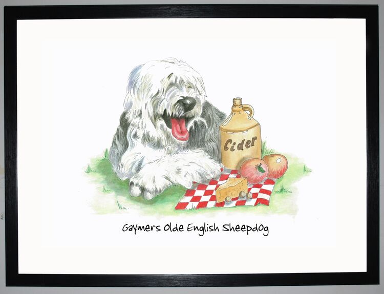 Gaymers Olde English Sheepdog Framed Art Print by Clare Walton