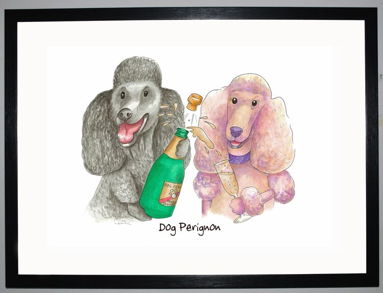 Dog Perignon Framed Art Print by Clare Walton