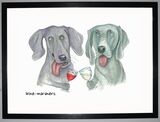 Wine-maraners Framed Art Print By Clare Walton