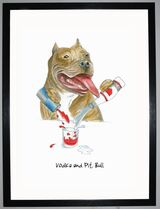 Vodka and Pitbull Framed Art Print By Clare Walton