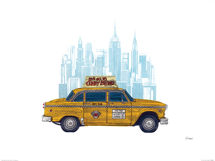 Taxi New York Framed Art Print by Barry Goodman
