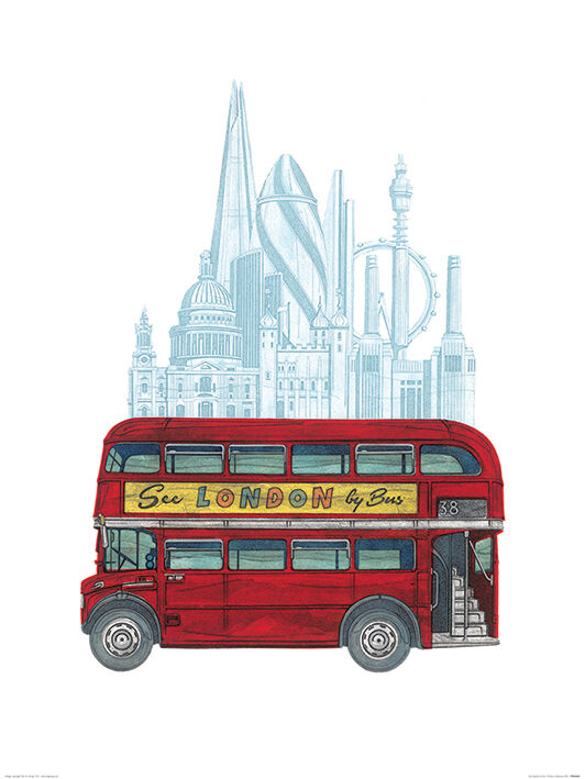 See London by Bus Framed Art Print by Barry Goodman