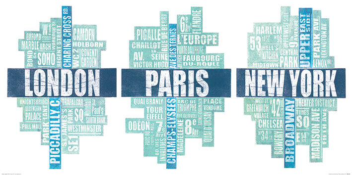 London Paris New York Type Framed Art Print by Barry Goodman