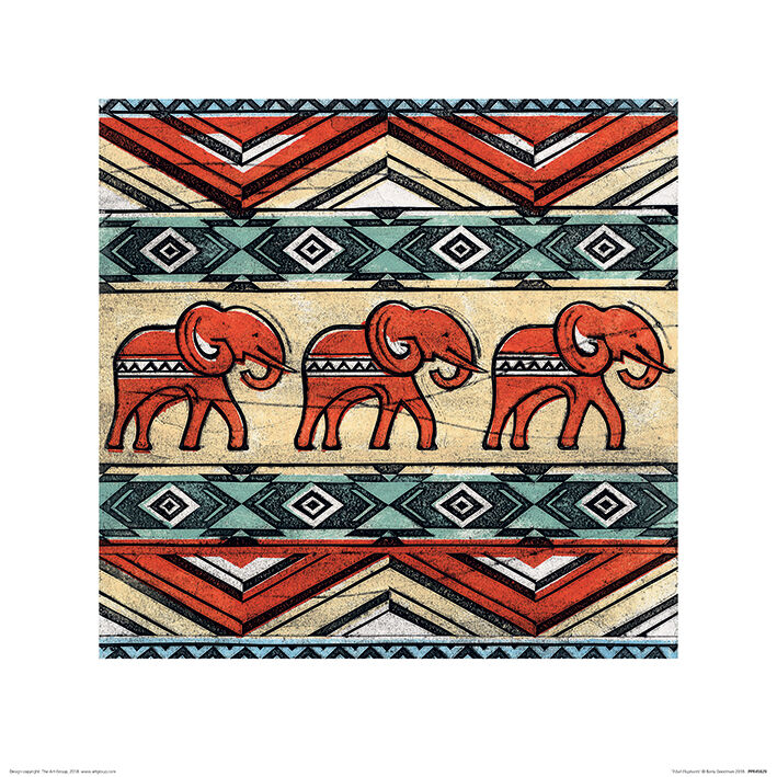 Tribal Elephants Framed Art Print by Barry Goodman