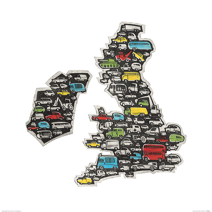 Motorway Map Framed Art Print by Barry Goodman