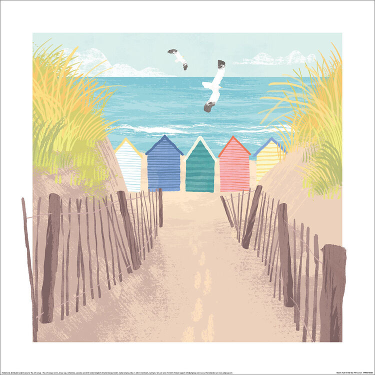 Beach Huts Framed Art Print by Tall Boy Prints
