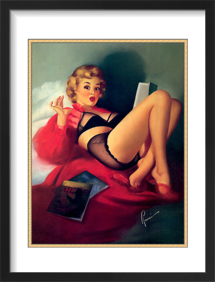 1960's Inspired Pin Up Girl Framed Art Print by Edward Runci