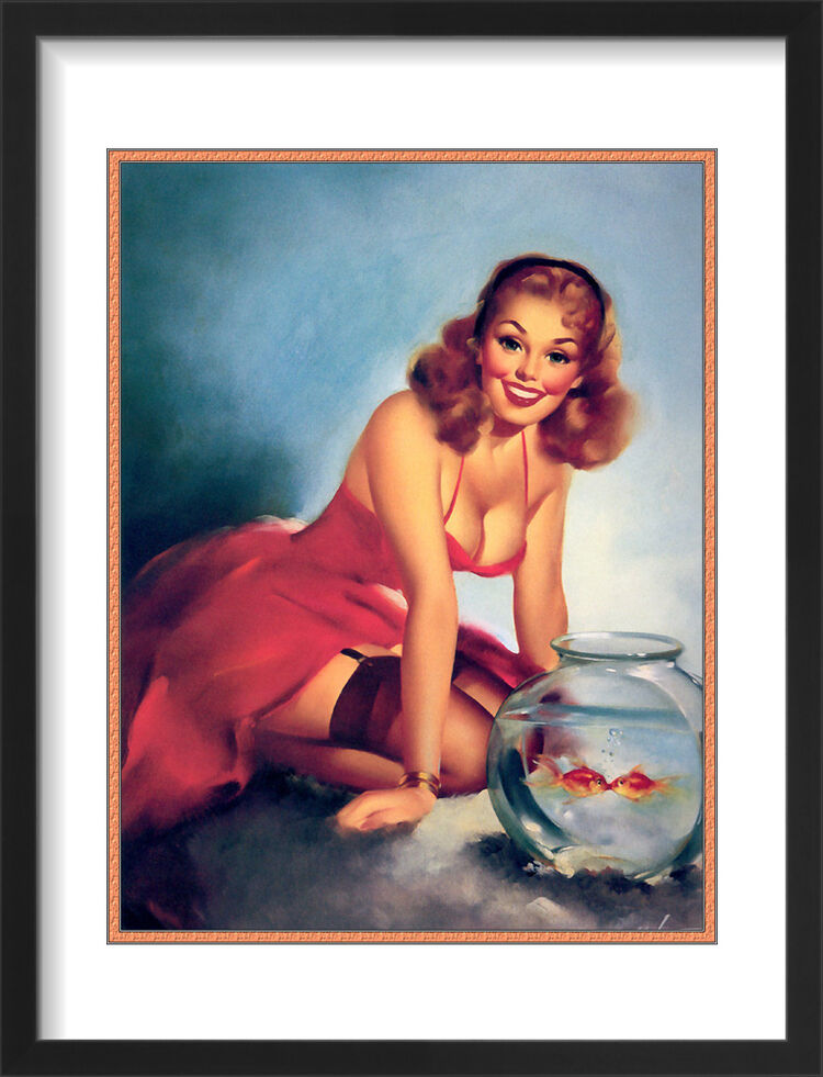 1960's Inspired Pin Up Girl Framed Art Print by Edward Runci