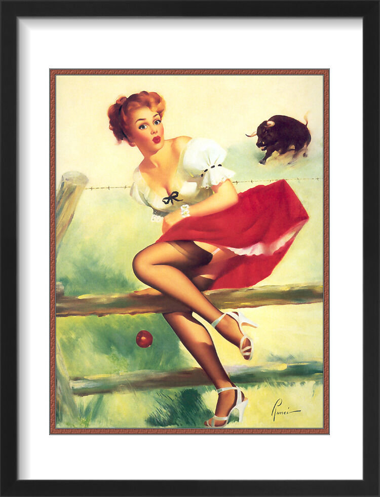 1960's Inspired Pin Up Girl Framed Art Print by Edward Runci