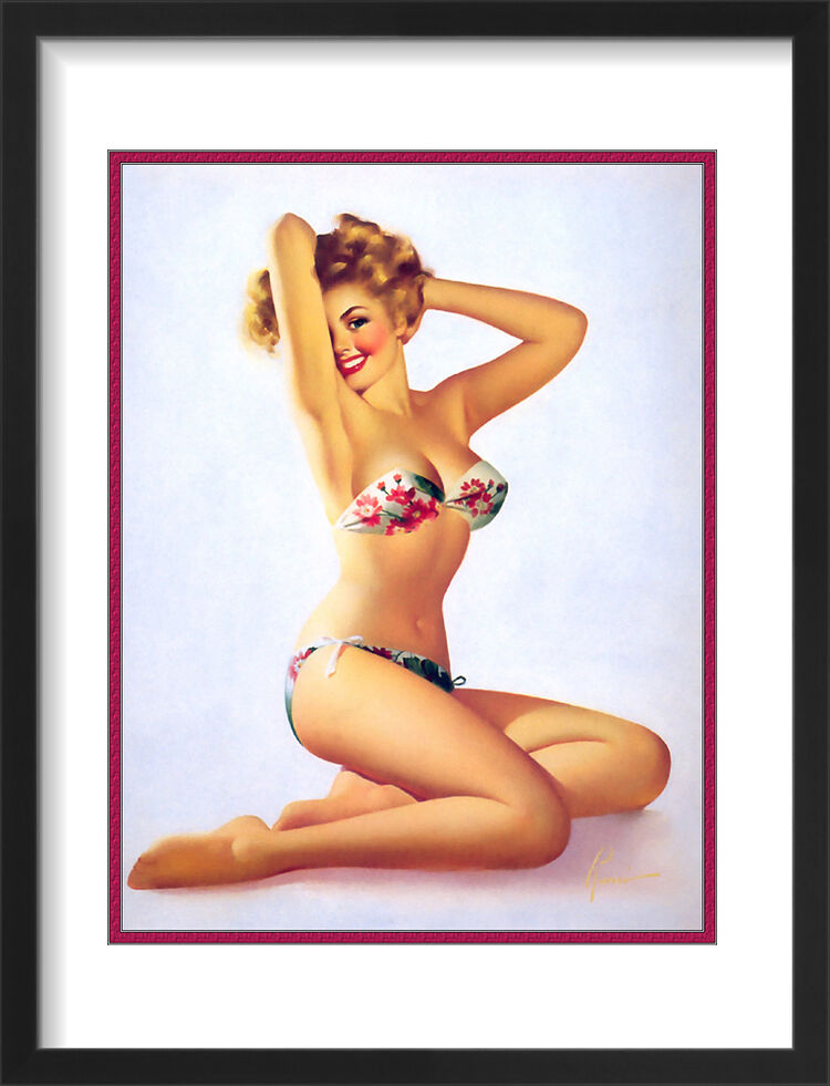1960's Inspired Pin Up Girl Framed Art Print by Edward Runci