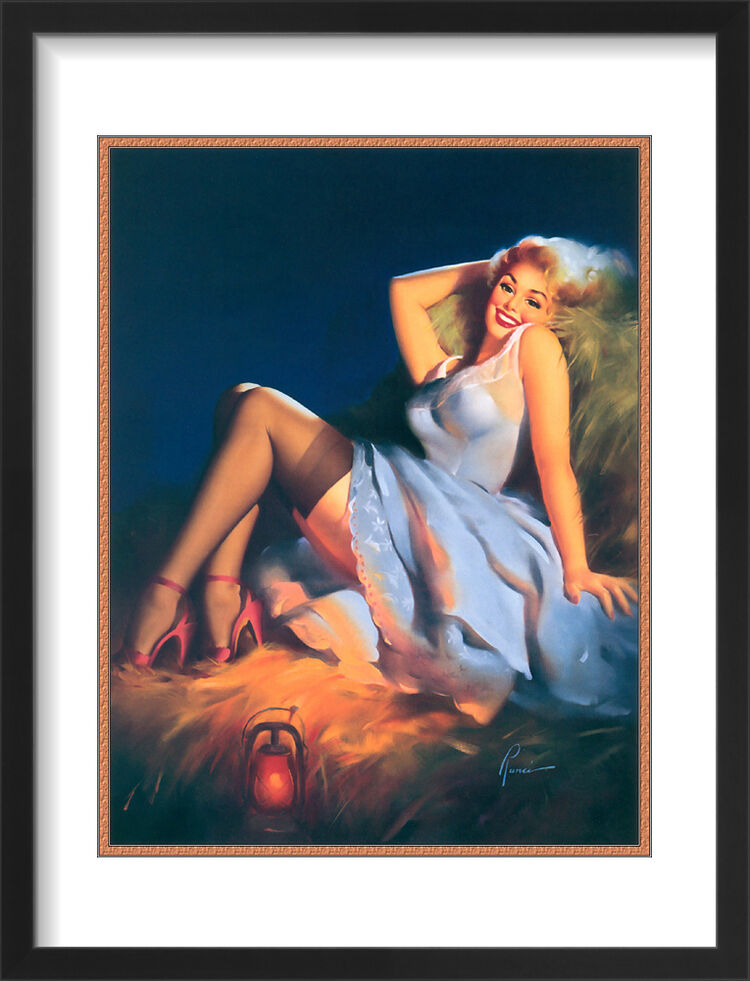 1960's Inspired Pin Up Girl Framed Art Print by Edward Runci