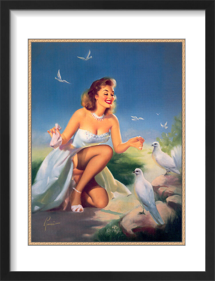 1960's Inspired Pin Up Girl Framed Art Print by Edward Runci