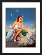 1960's Inspired Pin Up Girl Framed Art Print by Edward Runci