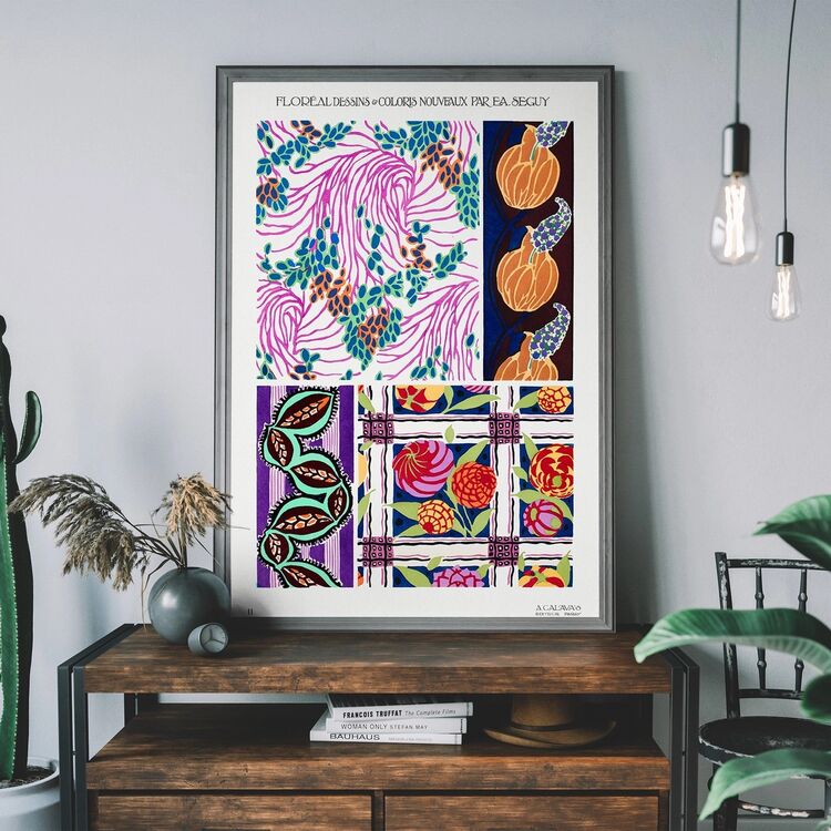 Art Nouveau Pattern Print 004 Framed Art Print by Emile-Alain Séguy